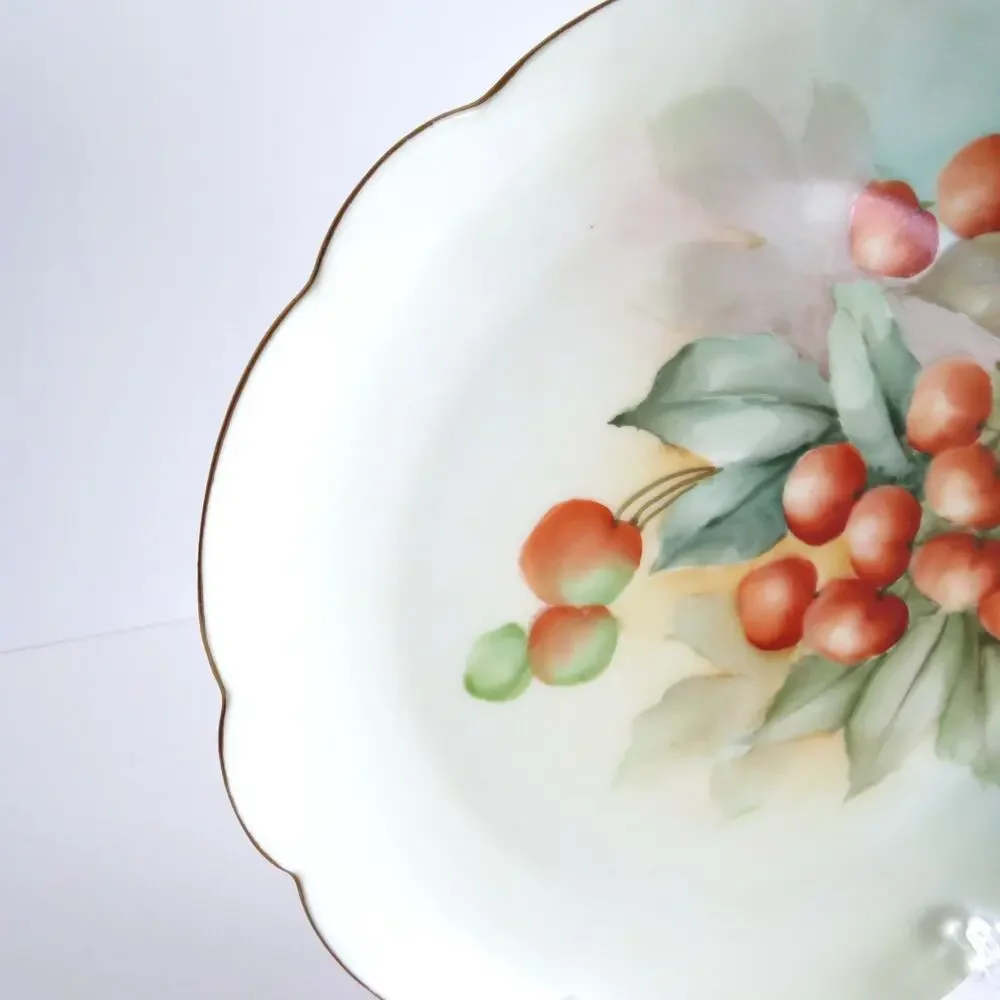 Antique Austrian Porcelain Plates Set 3 Vienna Austria Mark Hand Painted Berries